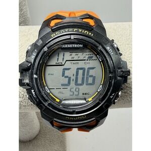Armitron 40/8388 New Battery Mens Watch 47MM 8.5" Orange Rubber Band